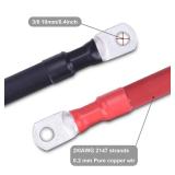 Shirbly 2/0 AWG Flexible Battery Cable with 3/8\" Terminals - OFC Pure Copper Inverter & Welding Wire for Automotive Solar RV Motorcycle (Red + Black 2FT Pair)