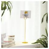 ERYTLLY 16PK Place Card Holders 12 Inch Table Number Holders Table Card Holders Steel Card Holders for Birthdays,Weddings,Photos, Food Signs, Memo Notes, Restaurants (Gold)
