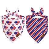 THLOH 4th of July Dog Bandanas - 2 Pack Reversible American Flag Pet Scarf for Boy and Girl | Premium Durable Fabric | Stripe Patriotic Bandana for Small Medium Large and Extra Large Dogs (X-Large)