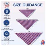 THLOH 4th of July Dog Bandanas - 2 Pack Reversible American Flag Pet Scarf for Boy and Girl | Premium Durable Fabric | Stripe Patriotic Bandana for Small Medium Large and Extra Large Dogs (X-Large)