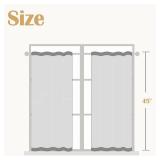 jinchan Boho Kitchen Curtains Linen Tier Curtains 45 Inches Bohemian Cafe Small Drapes Striped Mudcloth Farmhouse for Bathroom RV Camper Light Filtering Rod Pocket 2 Panels Black on Beige