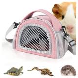 YUDODO Hamster Carrier Guinea Pig Carrier Bag Small Animal Sugar Glider Pouch Gerbil Hedgehog Portable Travel Carrier Outdoor Hangbag Flying Squirrel Rat Carrier Pink