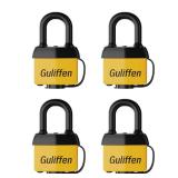Guliffen Weatherproof Laminated Padlock with Key,4 Pack Outdoor Pad Locks with Same Key for Gate, Shed, Trailer, Storage, Chain