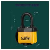 Guliffen Weatherproof Laminated Padlock with Key,4 Pack Outdoor Pad Locks with Same Key for Gate, Shed, Trailer, Storage, Chain
