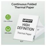 Thermal Paper 8.5 x 11 200 Sheets Thermal Printer Paper Compatible with HPRT/iDPRT/PRT Portable Printers, MT610 MT888 US Letter Continuous Folding Thermal Paper for Most Portable Thermal Printers