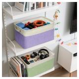 BALEINE 3 Pack Fabric Storage Bins for Shelves, Linen Storage Baskets for Organizing, Decorative Closet Bins for Clothes, Home (Grey, 15\"x11\"x9.5\")