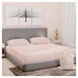 Good Sleep Bedding Split King Sheets Sets for Adjustable Bed Cotton, Luxury Sheets, Egyptian Cotton Sheets, 5 Piece 100% Cotton Split King Sheet Set, Sateen Sheetss, 2 Fitted - 16\" Deep Pocket, Blush