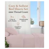 Good Sleep Bedding Split King Sheets Sets for Adjustable Bed Cotton, Luxury Sheets, Egyptian Cotton Sheets, 5 Piece 100% Cotton Split King Sheet Set, Sateen Sheetss, 2 Fitted - 16\" Deep Pocket, Blush