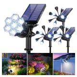 AOUNQ Solar Spot Lights Outdoor 1000LM, IP68 Waterproof Solar Lights Outdoor with 7x360° Adjustable Metal Hose, 4 Lighting Modes Spotlights for Garden Pathway Yard Landscape, 4 Pack (Cool White)