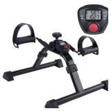 Vaunn Medical Under Desk Bike Pedal Exerciser with Electronic Display for Legs and Arms Workout (Fully Assembled Folding Exercise Pedaler, no Tools Required) , Dark