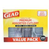 Glad Disposable Cutlery Set - Clear Heavy Duty Plastic Forks, Knives, and Spoons - 240 Piece Plasticware for Parties - Durable, Sturdy Recyclable Utensils - Great for July 4th, Thanksgiving, Christmas