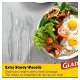 Glad Disposable Cutlery Set - Clear Heavy Duty Plastic Forks, Knives, and Spoons - 240 Piece Plasticware for Parties - Durable, Sturdy Recyclable Utensils - Great for July 4th, Thanksgiving, Christmas