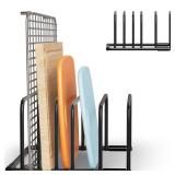 SAGLAU Heavy-Duty 5-Slot Cutting Board Organizer Rack, Space-Saving Kitchen Storage for Cutting Boards, Bakeware, and Cookie Sheets