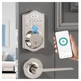 keyless Entry Door Lock deadbolt with Handle Set- Front Door Fingerprint Smart Locks with 2 Lever Handles-Keypad Code Deadbolt -App Control,Auto Lock,Easy to Install