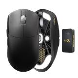Lamzu Maya X Wireless Gaming Mouse, Ultra Lightweight 47g, Optical Switch, Maximum 30000 DPI, Symmetrical, MCU Nordic 52840, Dust-Proof Encoder, PAW3950 Sensor(Larger Maya) (Black)