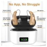 Hearing Aids, 16-Channel Digital Hearing Aids for Seniors, Rechargeable Hearing Aid for People with Hearing Loss, 4 Levels of Volume/Two Mode Noise Cancellation, Clear Sound and Easy to Use (white)