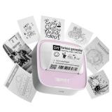 iDPRT Sticker Maker, Portable Thermal Printer with 1 Roll Sticker Paper, Bluetooth Inkless Printer Mini Label Maker for Study, DIY, Notes, Mini Label Maker with Multiple Template in Free App, Pink