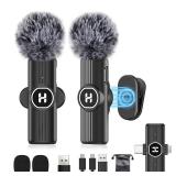 HEHOTTC Mini Wireless Lavalier Microphone for iPhone, iPad, Android Phone - Noise Reduction Lapel USB C Bluetooth Mic for Recording, Clip on Omni Lav Mic for Video Recording, Tiktok, YouTube, Vlog