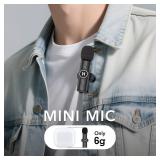 HEHOTTC Mini Wireless Lavalier Microphone for iPhone, iPad, Android Phone - Noise Reduction Lapel USB C Bluetooth Mic for Recording, Clip on Omni Lav Mic for Video Recording, Tiktok, YouTube, Vlog