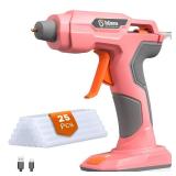 GoGonova Hot Glue Gun, 20s Fast Preheating Cordless Glue Gun, 2Ah USB-C Rechargeable Hot Glue Gun and 25 Pcs Mini Glue Sticks Set, Pink