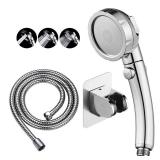 KAIYING Drill-Free High Pressure Handheld Shower Head with ON/OFF Pause Switch 3 Spray Modes Water Saving Showerhead, Detachable Puppy Shower Accessories (M:Shower Head (Chrome)+Bracket+Hose)
