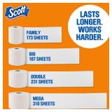 Scott ComfortPlus Toilet Paper, 12 Double Rolls, 231 Sheets per Roll, Septic-Safe, 1-Ply Toilet Tissue