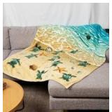 50"x60" Turtle Fleece Throw Blanket for Women, Men & Kids - Super Soft Plush Beach Blanket Throw Fleece Turtle Ocean Blanket