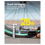 HOTO Mini Bike Tire Pump, 25s Fast Inflate Bicycle Pump with Guage, 150PSI Portable Electric Bike Air Pump with Presta and Schrader Valve for Road Bike, Motorcycle, Mountain Bike, Car, Sports Ball
