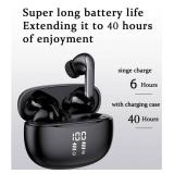 Wireless Bluetooth Headphones, 40H Playback Bluetooth Earbuds with LED Power Display Charging Case, IPX5 Waterproof Wireless Headphones with Mic for Phone Gaming TV Sports