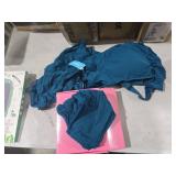 Yonique Womens Two Piece Swimsuits - Ruffle Flounce Tankini Tummy Control Bathing Suits V Neck Swimwear Malachite Green L