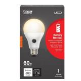 Feit Electric LED Built-in Battery Backup Intellibulb - A21 with an E26 Medium Base Light Bulb - 60W Equivalent - 15 Year Life - 800 Lumen - 2700K Soft White