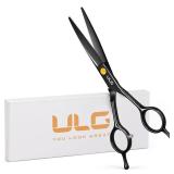ULG Professional Hair Cutting Scissors 6.5 Inch Sharp Barber Shears, Stainless Steel Symmetrical Salon Haircut Scissors for Women, Men, Kids, Gloss Paint Finish, Black