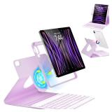 Keyboard Case for iPad Air 11 inch (M3/M2) & Air 5th 4th Generation, Magnetic Detachable Cover, 7-Color Backlit & Pencil Holder for iPad Air 11\" M3 (2025), M2 (2024), Air 5/4, Pro 11\" - Purple