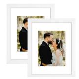 Golden State Art Set of 2, 11x14 White Picture Frame - Matted for 8x10 Photos - Wood Framing - Wall Mounting - Landscape/Portrait - Great for Family/Group Photos