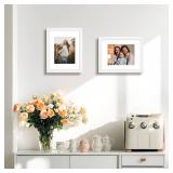 Golden State Art Set of 2, 11x14 White Picture Frame - Matted for 8x10 Photos - Wood Framing - Wall Mounting - Landscape/Portrait - Great for Family/Group Photos
