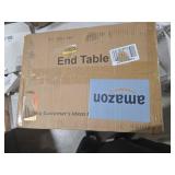 AMHANCIBLE Record Player Stand with Charging Station, Large Turntable Stand with Storage Cabinet, 3 Tier End Table Hold Up to 100 Albums, Record Stand for Vinyl, Living Room, Brown, HETCD012BR-1