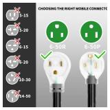 POWGRN 25ft Welder Extension Cord Outdoor with LED Indicator, 12 Gauge NEMA 6-50 Heavy Duty Welding Cord 3 Prong, 250V 12AWG SJTW Black, ETL