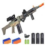 Realistic Toy Gun for Nerf Guns Darts, Foam Blaster - with Scope 120 Soft Bullets 3 Magazines, Semi-Auto Sniper Rifle Electric Machine Guns for Boys 6-12 Age for Kids and Adults