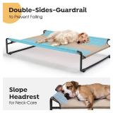 Veehoo Original Outdoor Elevated Dog Bed, Cooling Raised Dog Cot for Large Dogs, Portable Standing Pet Hammock Platform with Washable Breathable Mesh, No-Slip Feet, X-Large, Beige Coffee, CWC2201