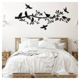 Youyole 5 Pcs Metal Wall Art Birds on The Branch Metal Wall Art Decor Hanging Leaves with Birds Ornament Silhouette for Indoor Outdoor Home Office Balcony Garden Decor