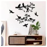 Youyole 5 Pcs Metal Wall Art Birds on The Branch Metal Wall Art Decor Hanging Leaves with Birds Ornament Silhouette for Indoor Outdoor Home Office Balcony Garden Decor