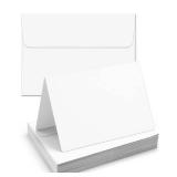 Poever Blank-Cards-and-Envelopes 60 Pack - 5 x 7 Folded Cardstock with A7 White Envelopes-for-Invitation, Heavyweight Blank-Note-Cards-and-Envelopes Self Seal Printable for Greeting Party Birthday