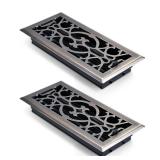Floor Register 4\" x 10\", Heavy Duty Walkable Steel Floor Vents for Home Floor, Decorative Air Vent Covers - Electroplate Floor Registers, Grilles & Vents, 2PACK - Antique Brass