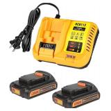2Pack 3.0Ah Replacement for Dewalt 20V Battery with DCB112 Charger