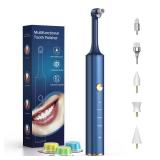 Tooth Polisher, Tooth Whitening Kit for Teeth Cleaning and Whitening, Rechargeable Teeth Polisher for People/Pets,Teeth Cleaning Kit with 5 Brush Heads,4 Speed Modes and LED Light, Waterproof(Blue)