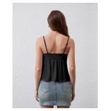 HOCANDY Womens Peplum Tank Tops Adjustable Spaghetti Strap Babydoll Top Sweetheart Neck Camisole Tops Cute Going Out Top Black L