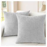 CaliTime Throw Pillow Covers Decorative 20 X 20 Inches Pack of 2 Cozy Chenille Cushion Cases for Couch Sofa Bed Living Room Home Moonbeam Gray