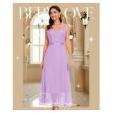 BeryLove Formal Mother of The Bride Dress Evening Sequin Glitter Dresses Wedding Guest Cocktail Sparkly Long Elegant Birthday Lace Chiffon Gowns 7079 Lavender 2XL