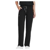 COMENII Scrubs for Women, Knit Yoga Waistband Straight Leg Cargo Pants, Classic Fit Womens Scrubs Pants-1-R-Black XS