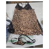 Avidlove Sexy Night Gowns for Woman Lace Lingerie for Women V Neck Women Sleepwear Brown Leopard M